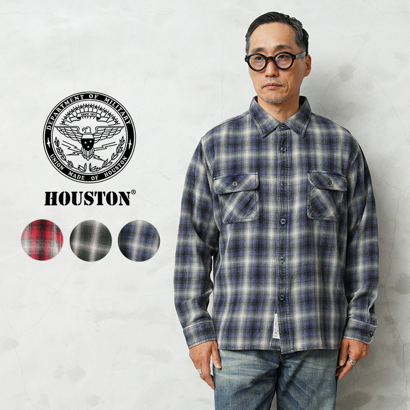 HOUSTON ヒューストン 41371 VINTAGE OMBRE CHECK FLANNEL SHIRT ヴィンテージ オンブレ チェック フランネル シャツ【T】