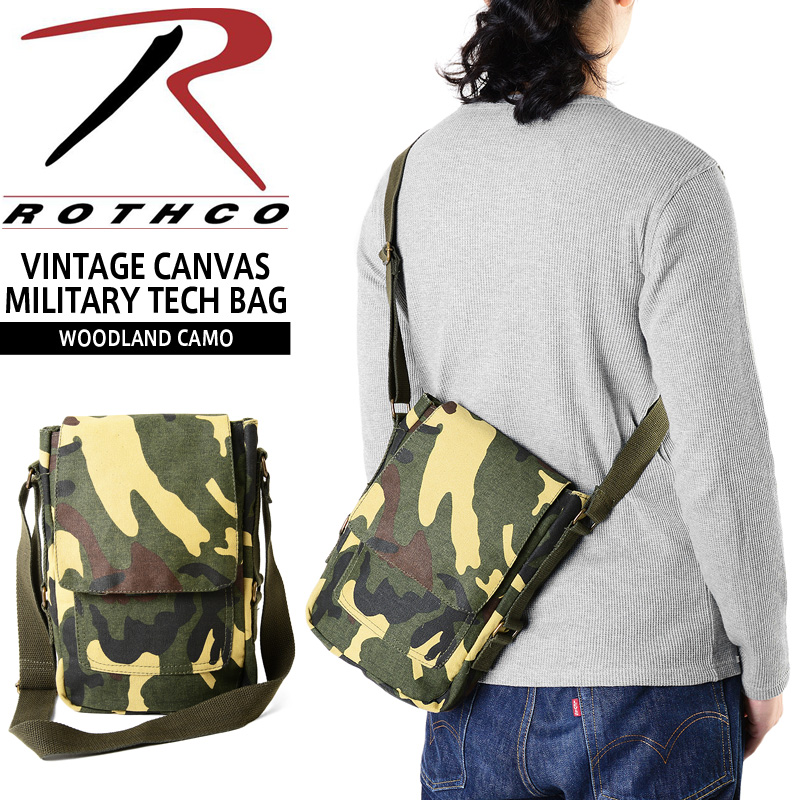 ★カートで割引対象品★ROTHCO ロスコ 5798 VINTAGE CANVAS MILITARY TECH バッグ WOODLAND CAMO【T】
