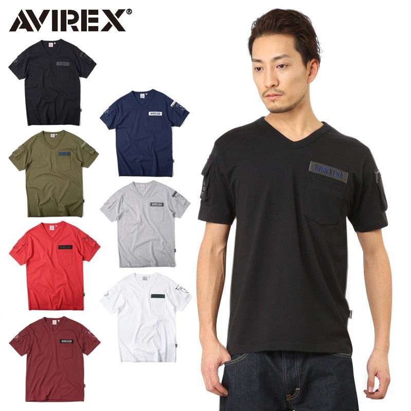 【ネコポス便対応】AVIREX アビレックス 6143386 FATIGUE VネックTシャツ ミリタリー アヴィレックス【キャンペーン対象外】【T】
