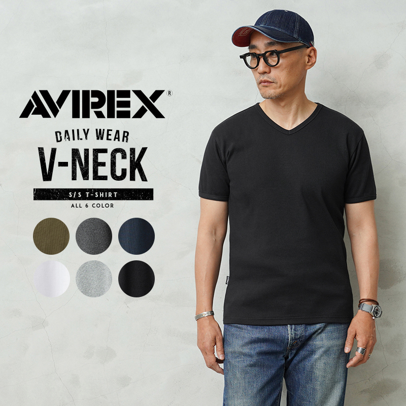 ポイント10倍！【ネコポス便対応】AVIREX アビレックス デイリーウエア 半袖 VネックTシャツ 6143501【7835934005】【キャンペーン対象外】【T】