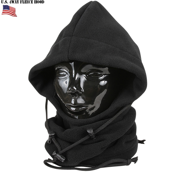 実物 新品 米軍 4WAY マイクロフリースフードウォーマー BLACK 米軍放出品【キャンペーン対象外】【T】ミリタリー