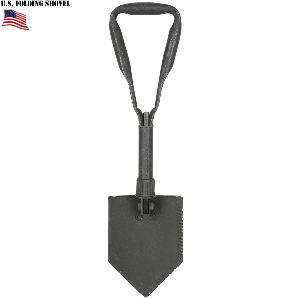 実物 新品 米軍フォールディングショベル カバー付き 米軍放出品【キャンペーン対象外】【T】ミリタリー