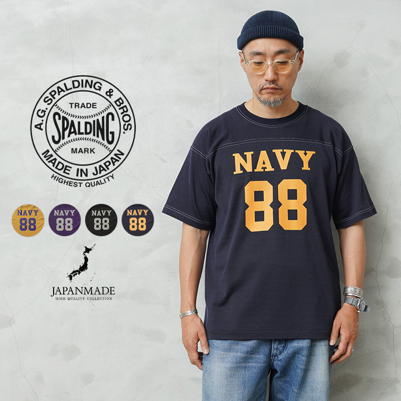 【即日出荷対応】A.G.SPALDING&BROS エージースポルディング&ブロス フットボールシャツ US NAVY 日本製【キャンペーン対象外】【T】