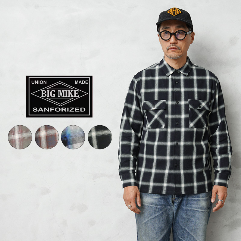 【即日出荷対応】BIG MIKE ビッグマイク Light Flannel Shirts ライト フランネル L/S シャツ【キャンペーン対象外】【T】