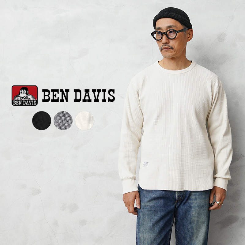 【即日出荷対応】BEN DAVIS ベンデイビス C-26380026 WAFFLE L/S クルーネック Tシャツ【キャンペーン対象外】【T】