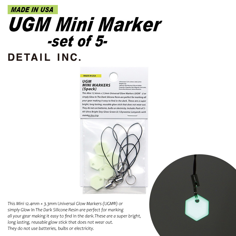 【ネコポス便対応】DETAIL INC. ディテールインク 3746 UGM Mini Marker 蓄光 ミニマーカー 5個入り MADE IN USA【キャンペーン対象外】【T】