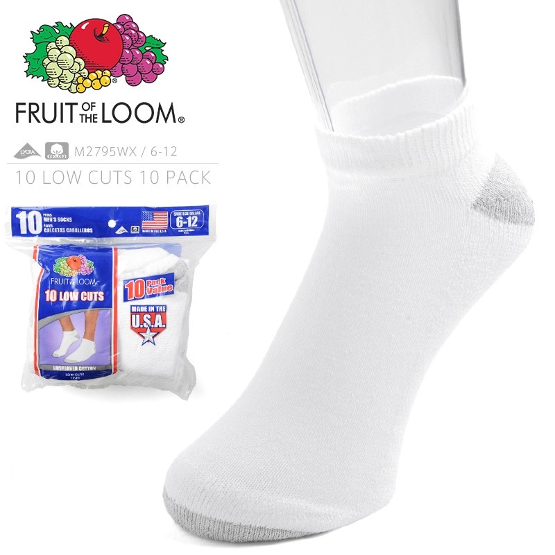 ★カートで割引対象品★【即日出荷対応】FRUIT OF THE LOOM フルーツオブザルーム M2795WX 10 LOW CUTS アンクルソックス 10足セット【T】