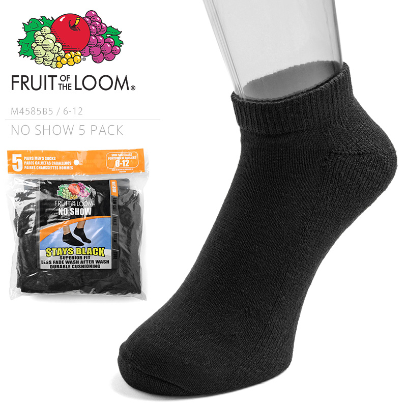 ★カートで割引対象品★【即日出荷対応】FRUIT OF THE LOOM フルーツオブザルーム M4585B5 NO SHOW アンクルソックス 5足セット【T】