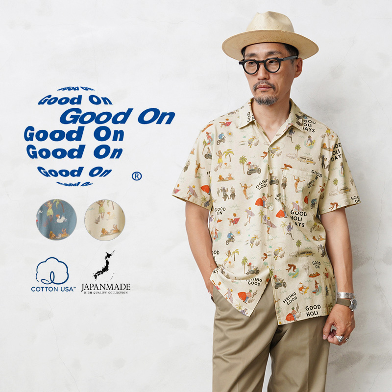 ★カートで割引対象品★【即日出荷対応】【ネコポス便対応】Good On グッドオン GOST-2208 S/S HOLIDAY オープンシャツ 日本製【Sx】【T】