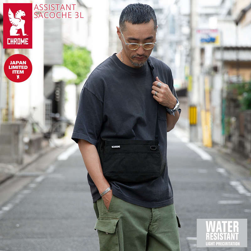【即日出荷対応】CHROME クローム JP-243 ASSISTANT SACOCHE 3L アシスタント サコッシュ BLACK CRINKLE【キャンペーン対象外】【T】