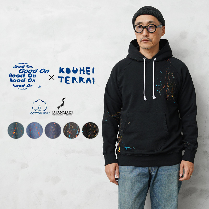【即日出荷対応】Good On×KOUHEI TERRAI KTER2604 ハンドプリント プルオーバー フード スウェット 日本製【Sx】【T】