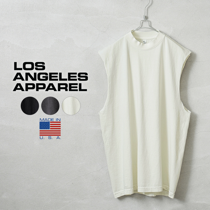 【即日出荷対応】LOS ANGELES APPAREL ロサンゼルスアパレル 1865GD 6.5oz ガーメントダイ スリーブレス Tシャツ MADE IN USA【T】