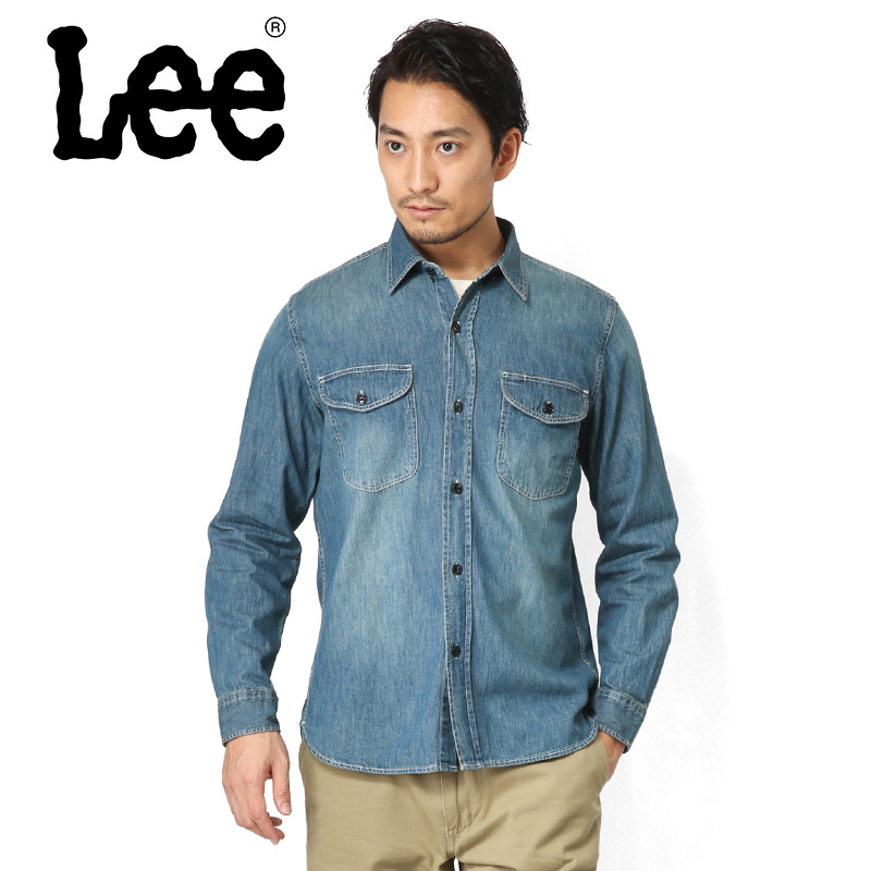 Lee リー LT0501-146 デニム ワークシャツ 中色ブルー 【キャンペーン対象外】【T】