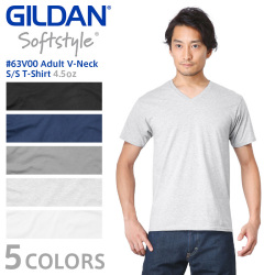 【ネコポス便対応】【メーカー取次】GILDAN ギルダン 63V00 4.5oz アダルト Vネック 半袖Tシャツ Japan Fit【Sx】【T】