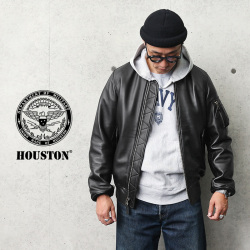 ★カートで割引対象品★HOUSTON ヒューストン 8191 シープスキン レザー MA-1 フライトジャケット ミリタリージャケット ミリタリーファッション【R】
