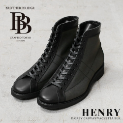 【即日出荷対応】BROTHER BRIDGE ブラザーブリッジ S009 HENRY D.GREY CANVAS / VACHETTA BLK ヘンリー レースアップ キャンバス レザーブーツ 日本製【キャンペーン対象外】【T】