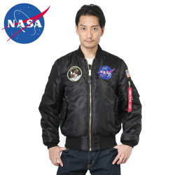 ★カートで割引対象品★NASA公式 OFFICIAL ナサ オフィシャル APOLLO MA-1 フライトジャケット BLACK ミリタリージャケット 宇宙【T】