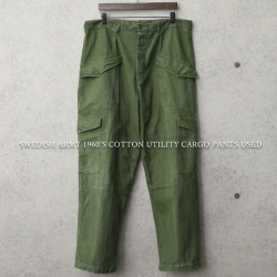 Used スウェーデン軍 1960 S コットン ユーティリティー カーゴパンツ 軍服 ミリタリーファッション 軍パン