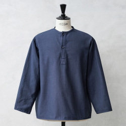 実物 新品 デッドストック ロシア軍 70s ヘンリーネック スリーピングシャツ NAVY染め【キャンペーン対象外】【I】ミリタリー