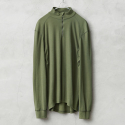 実物 USED オランダ軍  made by Odlo（オドロ）ハーフジップ ラグラン ベースレイヤー アンダーシャツ オリーブ【キャンペーン対象外】【I】ミリタリー