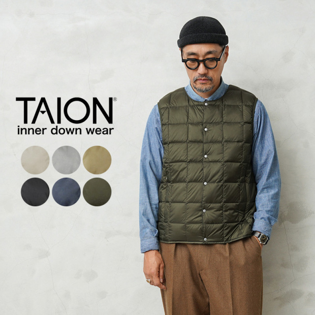 ★カートで割引対象品★【即日出荷対応】TAION タイオン TAION-004 クルーネックボタン インナーダウンベスト【E8】【Sx】【T】