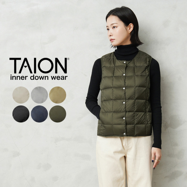 ★カートで割引対象品★【即日出荷対応】TAION タイオン TAION-W004 クルーネックボタン インナーダウンベスト WOMAN【E9】【Sx】【T】