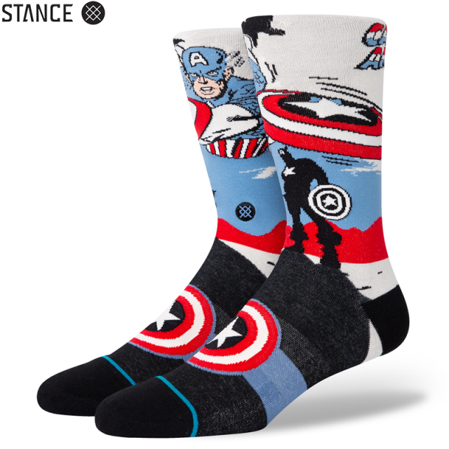 ★ただいま10％OFF割引中★【メーカー取次】STANCE スタンス CAPTAIN AMERICA MARQUEE ソックス OFF WHITE A545A21CMQ#OFW 靴下 【キャンペーン対象外】【T】