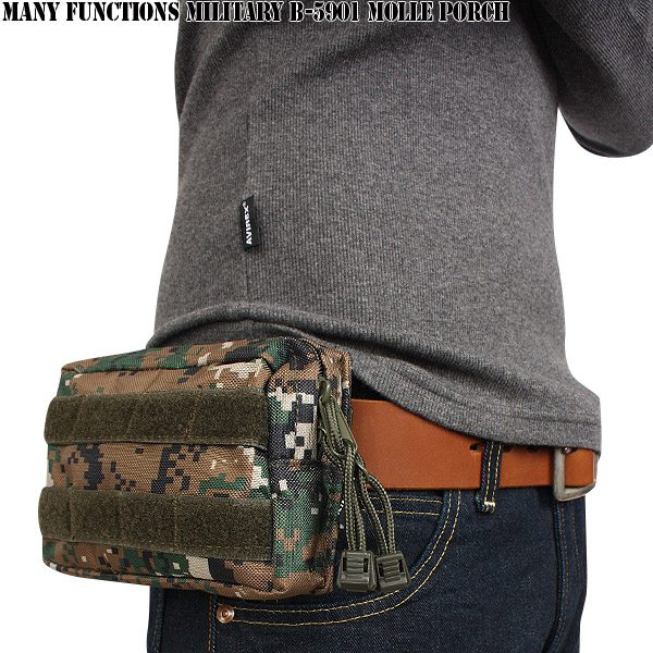★カートで割引対象品★多機能 ミリタリー B-5901 MOLLEポーチ　ウッドランドデジタル【T】