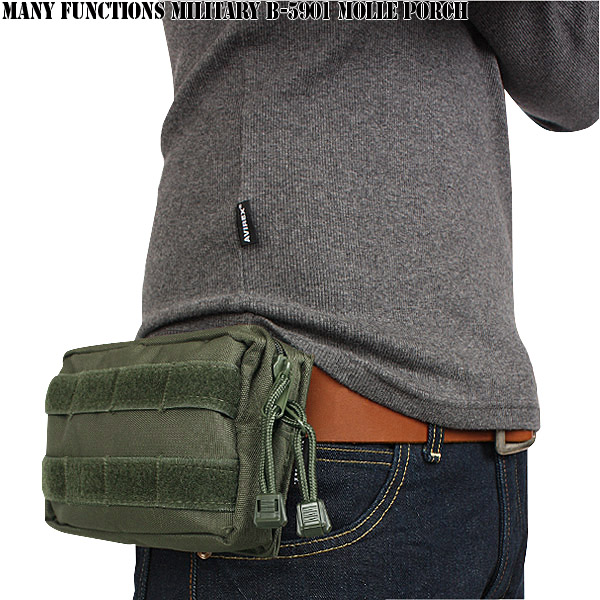 ★カートで割引対象品★多機能 ミリタリー B-5901 MOLLEポーチ　オリーブ【T】