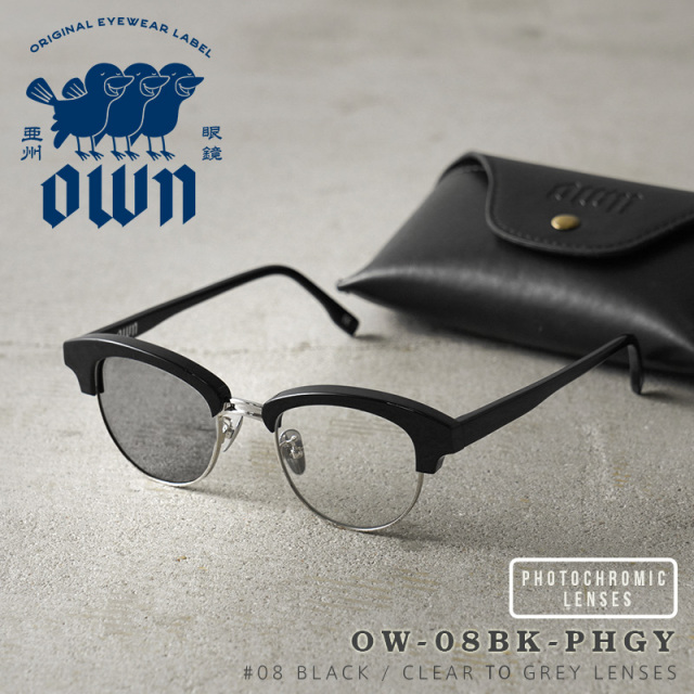 【即日出荷対応】OWN オウン OW-08BK-PHGY #08 BLACK / CLEAR to GREY ブロータイプ ブラック メタルフレーム 調光レンズ サングラス【キャンペーン対象外】【T】