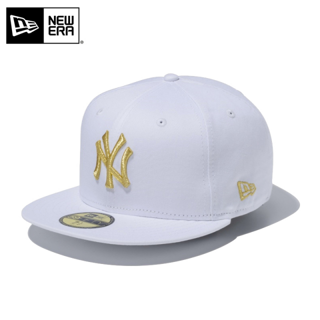 ★只今10％OFF★【メーカー取次】NEW ERA ニューエラ 59FIFTY MLB ニューヨーク・ヤンキース ホワイトXゴールド キャップ 14525197【T】