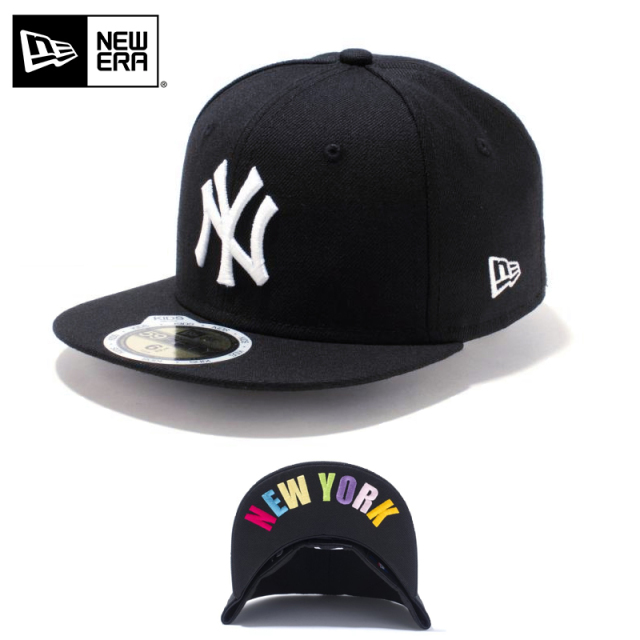 ★只今10％OFF★【メーカー取次】NEW ERA ニューエラ Kid's キッズ用 59FIFTY MLB UNDERVISOR ニューヨーク ヤンキース ブラックXホワイト/マルチ NEW YORK 12336575 キャップ 帽子【Sx】【T】