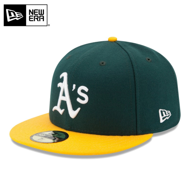★只今10％OFF★【メーカー取次】NEW ERA ニューエラ 59FIFTY MLB On-Field オークランド・アスレチックス グリーンXイエロー キャップ 14524863【T】