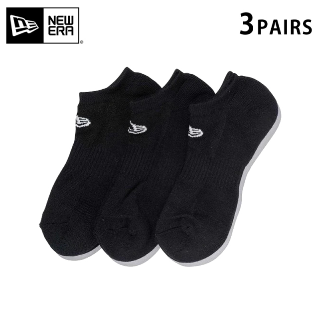 ★只今10％OFF★【メーカー取次】NEW ERA ニューエラ ソックス ショート ３ペア ブラック 14518171【T】