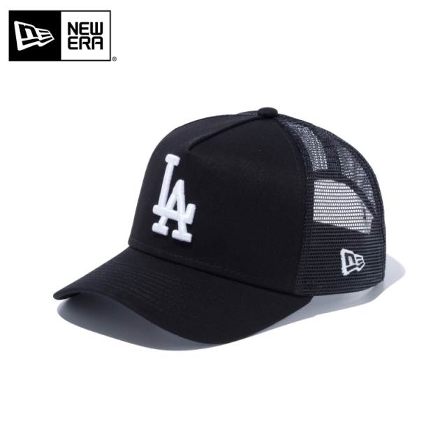 ★只今10％OFF★【メーカー取次】NEW ERA ニューエラ Youth キッズ用 9FORTY A-Frame Trucker ロサンゼルス ドジャース ブラックXホワイトロゴ キャップ 14524513【R】