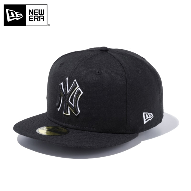 ★只今10％OFF★【メーカー取次】NEW ERA ニューエラ 59FIFTY MLB ニューヨーク・ヤンキース ブラックXブラック ホワイトアウトライン キャップ【Sx 14525211【T】