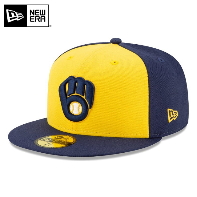 ★只今10％OFF★【メーカー取次】NEW ERA ニューエラ 59FIFTY MLB On-Field ミルウォーキー・ブリュワーズ ネイビーXイエロー キャップ 14524873【T】