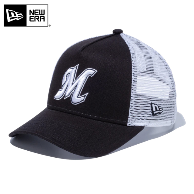 ★只今10％OFF★【メーカー取次】NEW ERA ニューエラ Youth キッズ用 9FORTY A-Frame Trucker 千葉ロッテマリーンズ ブラックXホワイト キャップ 14524507【R】