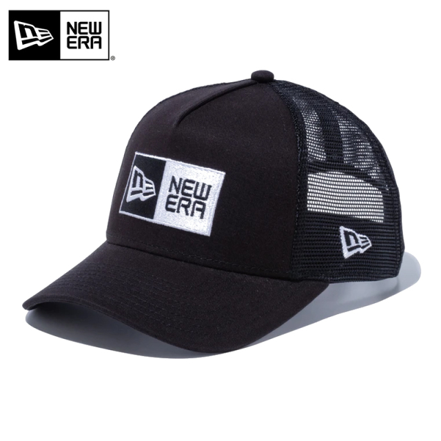 ★只今10％OFF★【メーカー取次】NEW ERA ニューエラ Youth キッズ用 9FORTY A-Frame Trucker ボックスロゴ ブラックXホワイトロゴ キャップ 14524514【R】