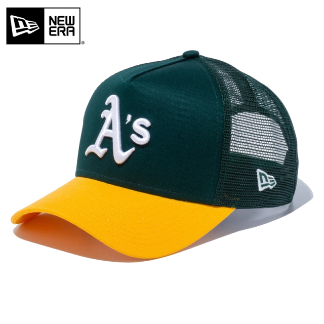★只今10％OFF★【メーカー取次】NEW ERA ニューエラ 9FORTY A-Frame Trucker オークランド・アスレチックス グリーンXイエロー キャップ 14524991【T】