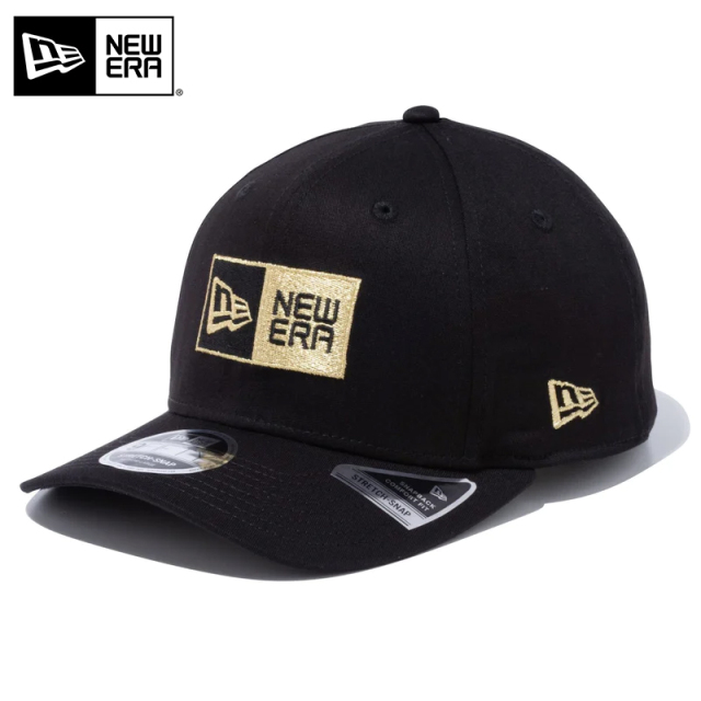 ★只今10％OFF★【メーカー取次】NEW ERA ニューエラ 9FIFTY Stretch Snap ストレッチスナップ ボックスロゴ ブラックXゴールド キャップ 14524915【T】