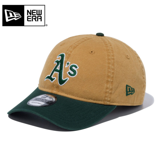 【即日出荷対応】NEW ERA ニューエラ 14109835 9TWENTY MLB Washed Duck オークランド・アスレチックス ライトブロンズ ダークグリーンバイザーキャップ【キャンペーン対象外】【T】