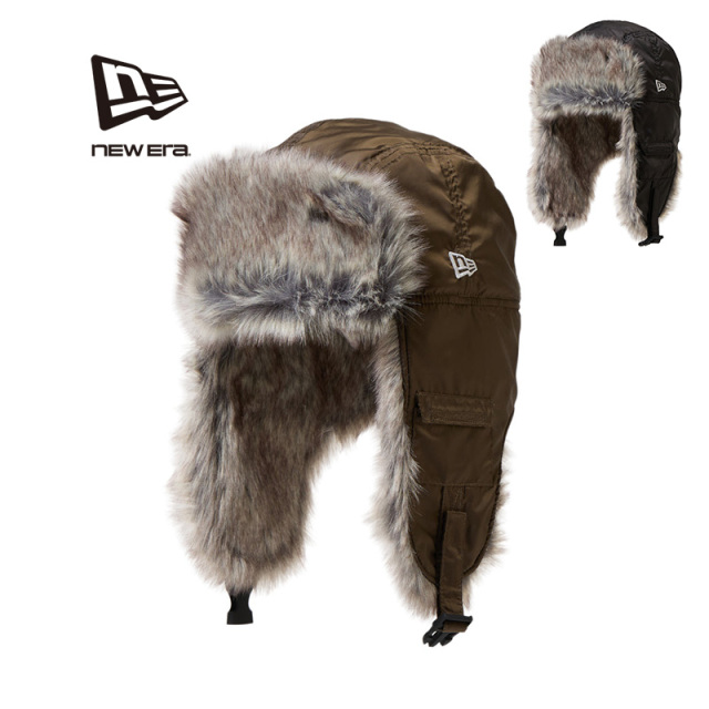 【即日出荷対応】NEW ERA ニューエラ トラッパー Dogear Water Repellent ファー ブラック／オリーブ ハット | アウトドア【キャンペーン対象外】【T】