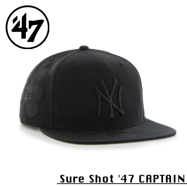★カートで割引対象品★【メーカー取次】’47 Brand フォーティーセブン・ブランド 14751126 47 CAPTAIN Sure Shot ニューヨーク・ヤンキース トナルカラー ブラック×ブラック【Sx】【R】