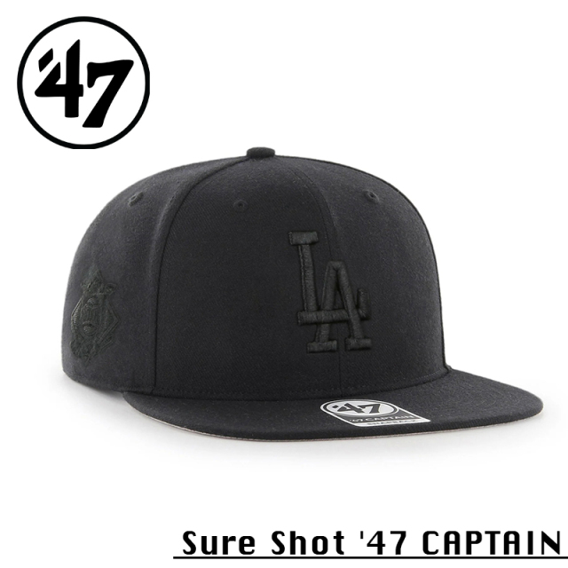 ★カートで割引対象品★【メーカー取次】’47 Brand フォーティーセブン・ブランド 14751130 47 CAPTAIN Sure Shot ロサンゼルス・ドジャース トナルカラー ブラック×ブラック【Sx】【R】