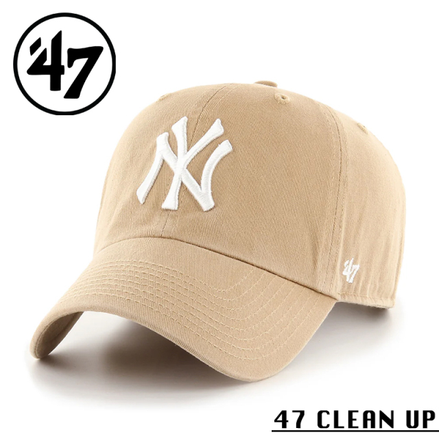 【メーカー取次】’47 Brand フォーティーセブン・ブランド 14751183 47 CLEAN UP ニューヨーク・ヤンキース キャップ カーキ×ホワイト【Sx】【R】