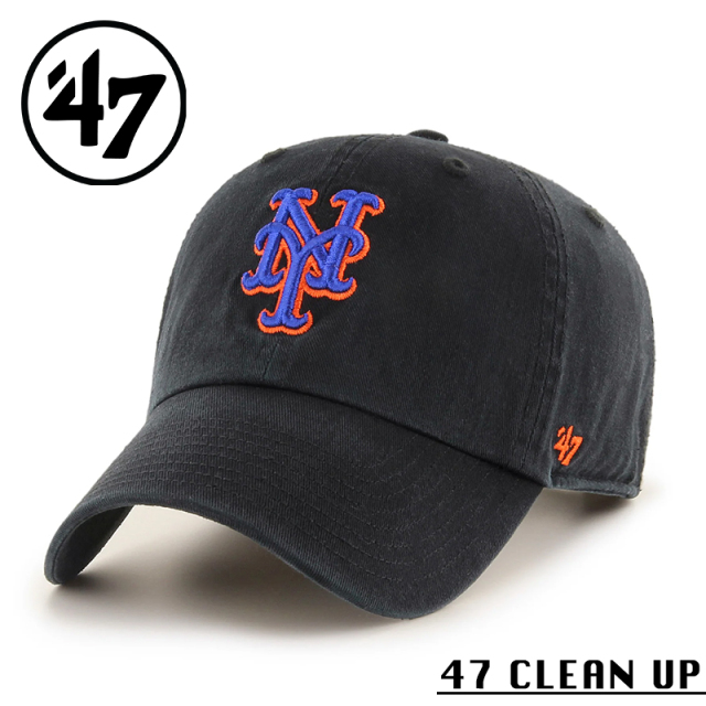 ★カートで割引対象品★【メーカー取次】’47 Brand フォーティーセブン・ブランド 14751248 47 CLEAN UP ノーループラベル ニューヨーク・メッツ ブラック【Sx】【R】