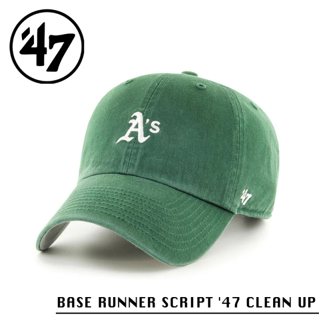★カートで割引対象品★【メーカー取次】’47 Brand フォーティーセブン・ブランド 14751380 BASE RUNNER SCRIPT ’47 CLEAN UP オークランド・アスレチックス ダークグリーン【Sx】【R】