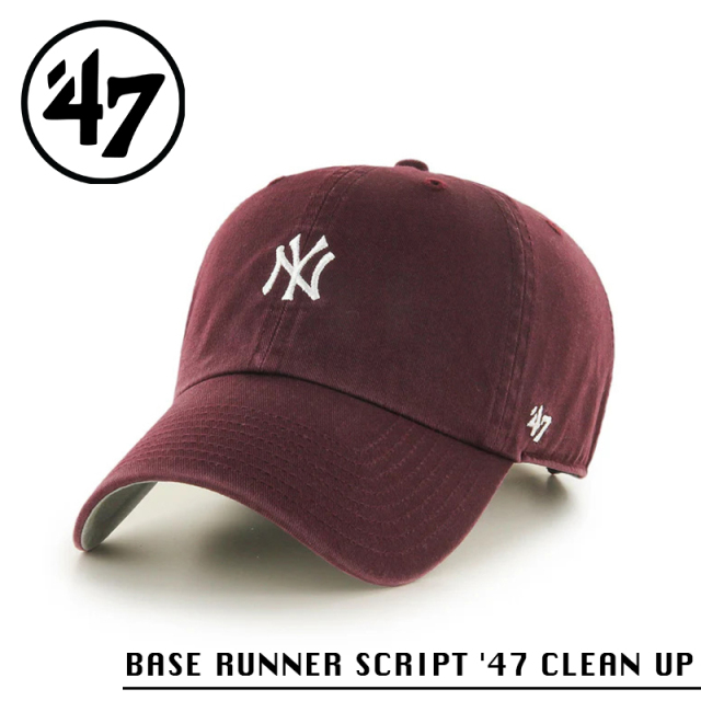 ★カートで割引対象品★【メーカー取次】’47 Brand フォーティーセブン・ブランド 14751385 BASE RUNNER SCRIPT ’47 CLEAN UP ニューヨーク・ヤンキース ダークマルーン【Sx】【R】