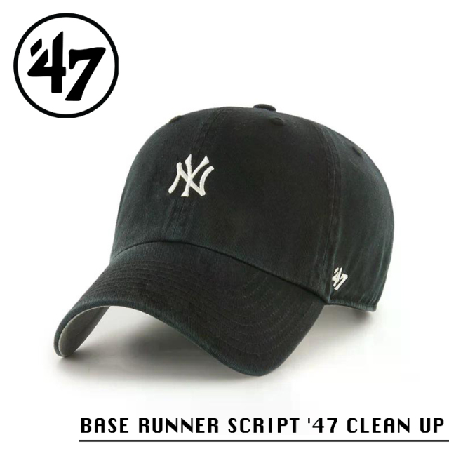 ★カートで割引対象品★【メーカー取次】’47 Brand フォーティーセブン・ブランド 14751394 BASE RUNNER SCRIPT ’47 CLEAN UP ニューヨーク・ヤンキース ブラック【Sx】【R】